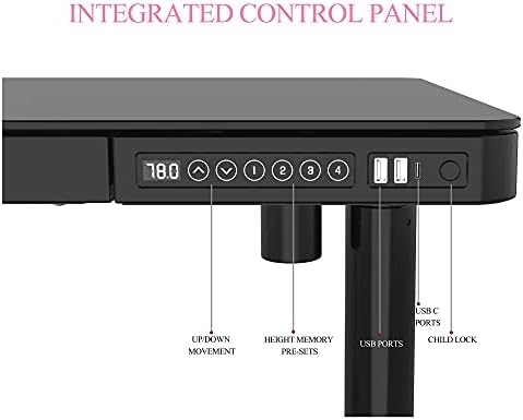 Opal Living Glass Electric Standing Desk, Home Office Electric Height Adjustable Sit-Stand Desk, USB/USB C, Smart Desk With Tempered Glass Table Top (Black)