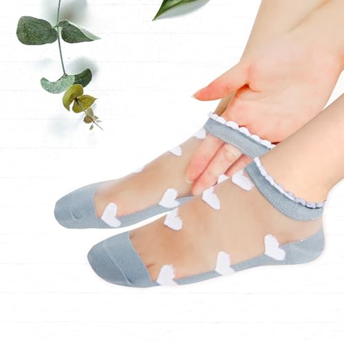 Image of Benefeet Sox Sheer Socks for Women Girls Mesh Ankle Socks Transparent Mesh Lace Sock Cute Thin Nylon See Through Sock