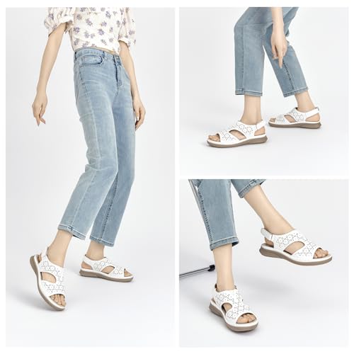 ALLOT Women's Comfortable Orthotic Arch Support Sandals Wedge Beach Walking Sandals Adjustable Ankle Strap Open Toe Dressy Summer Shoe2