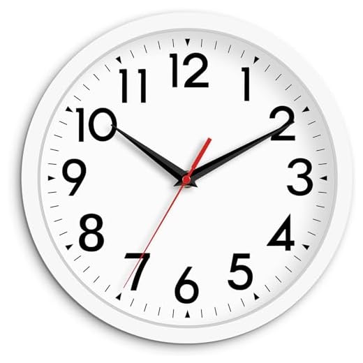 Wall Clock, Modern Wall Clocks Battery Operated 10 Inch, Simpel Silent Non-Ticking Analog Clock Decorative for Kitchen, Bathroom, Bedroom, Office, Living Room, School, Classroom(White)
