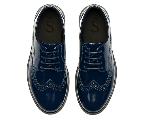SIRRI Derby-Schuhe aus Lackleder in Marineblau für Jungen,...