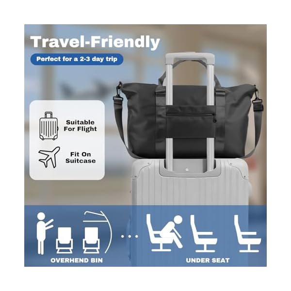 Travel Duffle Bag for Women, Carry On Weekender Tote with Trolley Sleeve - Image 2