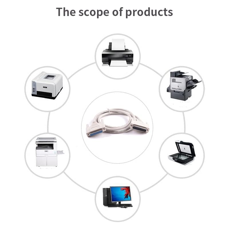 Printer Accesstories 25-Pin M to Hole F Extension Cable,DB25 - Parallel Printer Extension Cable (25 Pin, Male to Female) - (Color: Black on White)