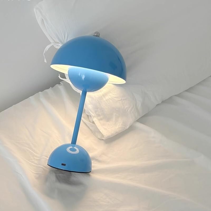 GWJKG Tavolo Cupola Semplice retrò, Lampada Funghi cordone Portatile, alla Decorazione della casa del Camera da Letto Adatto a Soggiorno, dormitorio, Ufficio (elettroplacatura d'Argento)
