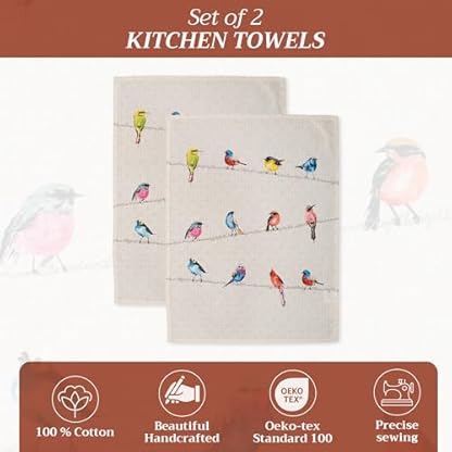 Maison d' Hermine Birdies On Wire 100% Baumwolle 2er-Set Küchentücher 50 cm x 70 cm – Bild 3