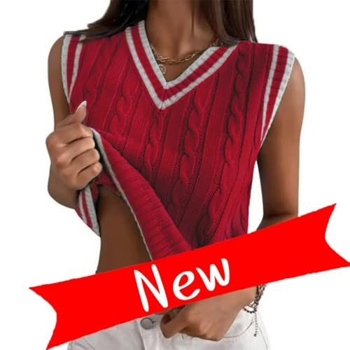 Image of Womens Sweater Vest Sleeveless Cotton Casual V Neck Pullover