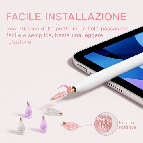Qreninv Punte per apple pencil 1/2 generazione, 6