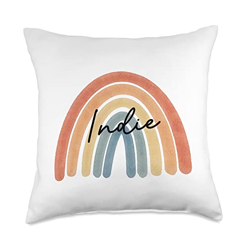 New Born Baby Indie Personalized Gift Rainbow Nursery Throw Pillow