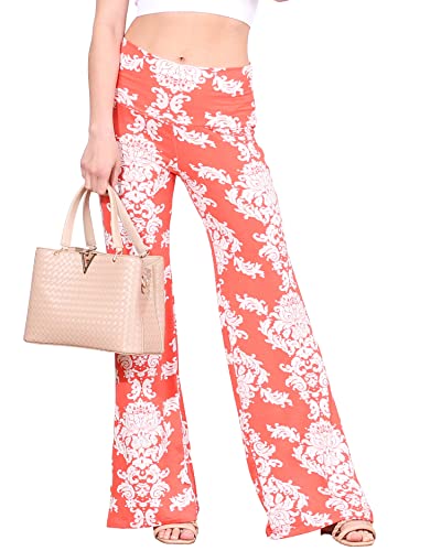 Popana Damask Palazzo Pants - Made In USA coral X-large