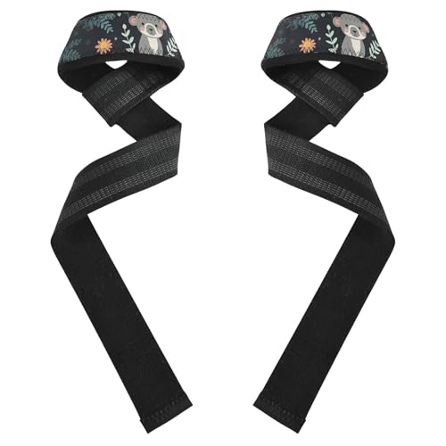 Nander Cute Koala Wrist Straps for Weightlifting,Lifting Straps with Neoprene Cushioned Wrist Padded and Anti-Skid Silicone for Strength Training,Bodybuilding,Deadlifting