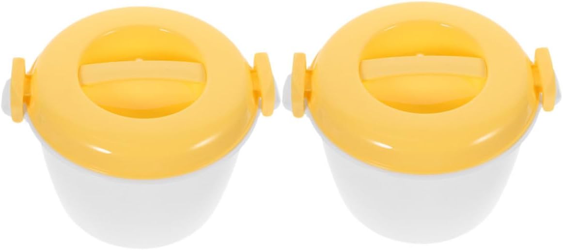SECFOU 2pcs Microwave Rice Cooker Steamer Insulated Lunch Box Rice Storage Container Multi-functional for Soup Cereal