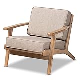 Baxton Studio Chairs, Light Grey/Antique Oak