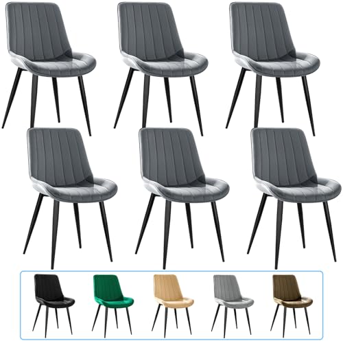 Jijian Pack De 6 Sillas De Comedor, Sillas De Cocina, Silla Tapizada, Silla De Salón, Silla De Diseño Con Respaldo, Asiento De Terciopelo Con Patas De Metal Negro, Gris Oscuro Jijian Pack De 6 Sillas De Comedor, Sillas De Cocina, Silla Tapizada, Silla De Salón, Silla De Diseño Con Respaldo, Asiento De Terciopelo Con Patas De Metal Negro, Gris Oscuro