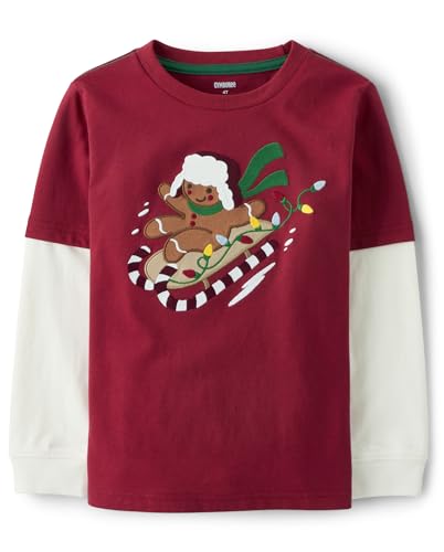 Image of Gymboree Boys' and Toddler Embroidered Graphic Long Sleeve Layered T-Shirts