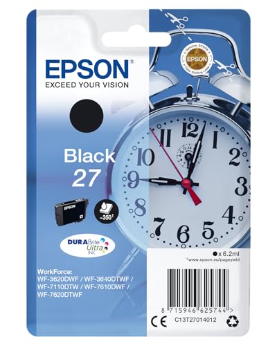 Epson T2701 27 BK Ink Cartridge | Cartouche d'encre d'origine, Qualité Professionnelle, Compatible avec les Imprimantes Epson, Couleur: Noir | 6.2 ml
