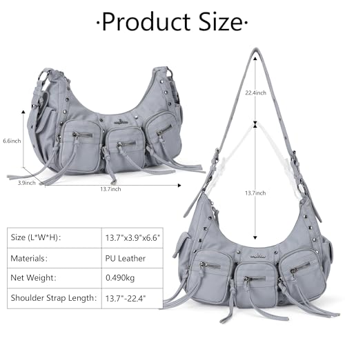 Image of Angel Kiss Hobo Bags Purse for Women Y2K Shoulder Bag Multi Pockets Designer Satchel Studded Handbags with Strap
