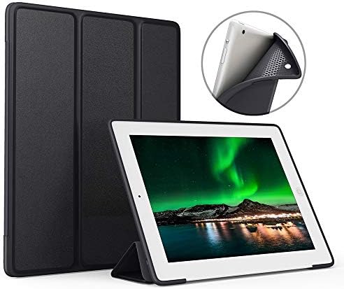 Aoub Case for iPad 2/3/4 (Old Model), Ultra Slim Lightweight Trifold Stand Smart Auto Sleep/Wake Cover, Soft TPU Silicone Back Case for iPad 2nd/3rd/4th Generation, Black