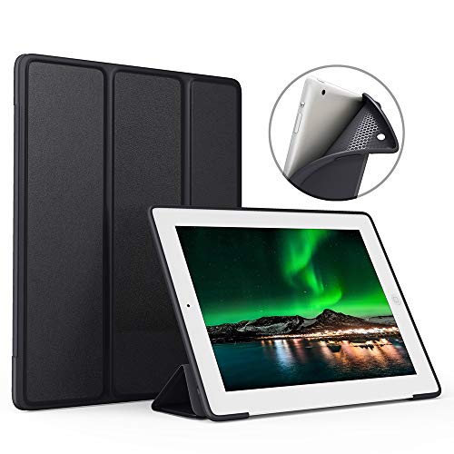 Aoub Case for iPad 2/3/4 (Old Model), Ultra Slim Lightweight Trifold Stand Smart Auto Sleep/Wake Cover, Soft TPU Silicone Back Case for iPad 2nd/3rd/4th Generation, Black