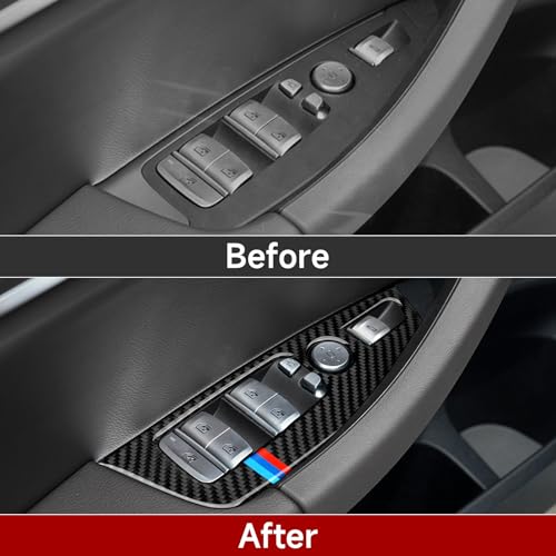 Image of Car Window Lift Switch Sticker Cover Decal Carbon Fiber Trim fits for BMW X3 G01 X4 G02 2018 2019 2020 2021 2022 2023 2024 Accessories