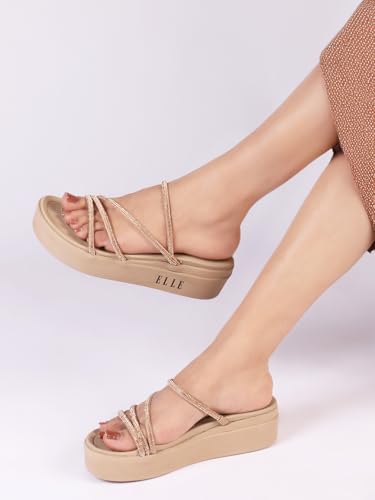 Image of ELLE Women's Comfortable Multi-Strap Platform Heel Sandals
