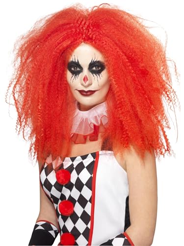 Perruque clown rouge plissée pour un déguisement réussi à Halloween