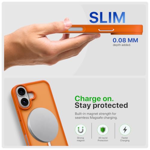 Image of Pikkme Back Cover for iPhone 17 | Mag-Safe Compatible | Smoke Frosted Transparent Matte Finish | Hard PC + Soft TPU | Shockproof | Raised Camera Protection Bumper Case (Orange Smoke Mag-Safe)