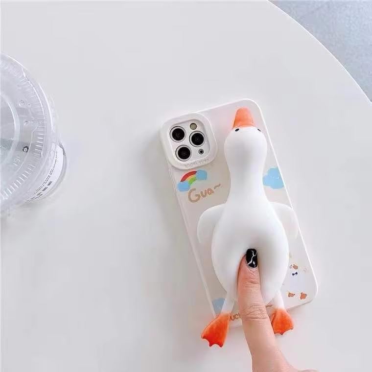 Image of COVERLY for iPhone 12 Pro 3D Duck Squeezy Cartoon Case,Premium Luxury Silicone Quack Stress Release Decor Case Cool Stand Game Full Protective Cute Kawaii Aesthetic Cover for Apple iPhone 12 Pro