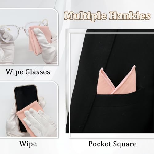 Image of LJBFNN Pocket Squares Handkerchiefs for Men Soft Cotton Mens Womens White Pocket Square with Holder for Suit Wedding Business