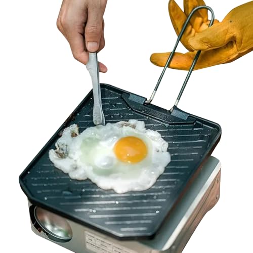 Sartén para barbacoa | Utensilios de cocina antiadherentes con mango plegable | Sartén para cocinar al aire libre – para el hogar, cocina, apartamento, camping, jardín, barbacoa, picnic