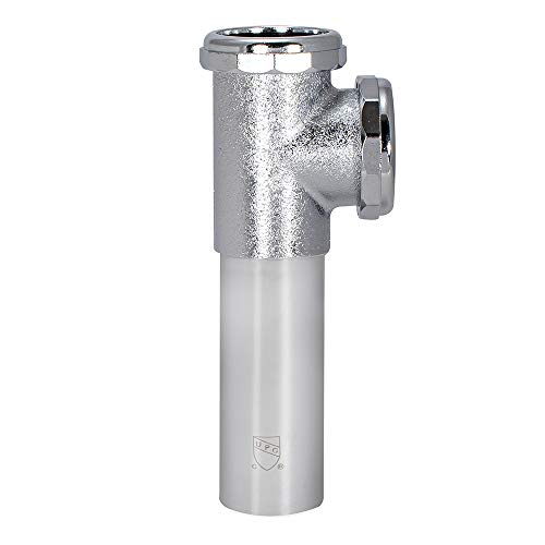 Image of EZ-FLO 22-Gauge Cast Brass End Outlet Tee for Tubular Drain Applications, 1-1 /2 Inch Tee with Baffle, Slip Joint Connection, Chrome, 35134