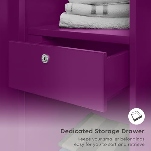Image of Interio by Godrej Marc 2-Door Steel Almirah with Mirror (Textured Mulberry), 1-Year Warranty, 1 Locker, 1 Drawer, 5 Shelves