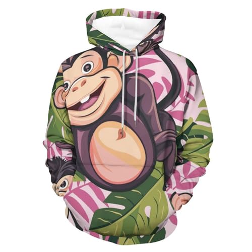 Feuille Singe Cartoon Sweat à Capuche Confortable pour Éviter le Froid avec Style Taille S