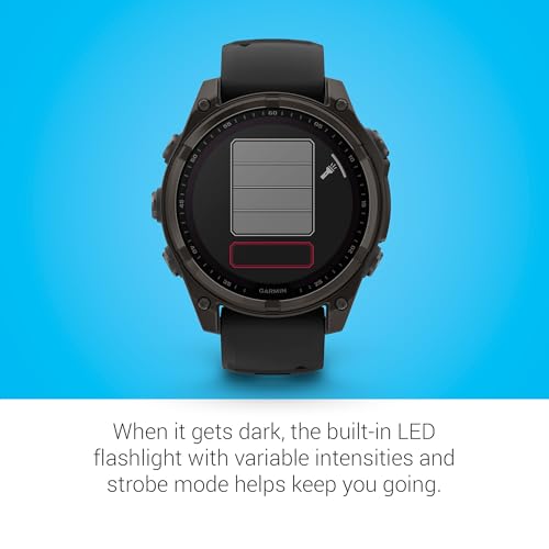 Image of Garmin Fenix 8, 47mm, Solar, Sapphire, Smartwatch, Carbon Gray Titanium with Black /Pebble Gray Silicone Band