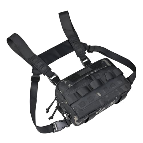 Sac de poitrine de pêche et running noir réglable pour homme et femme