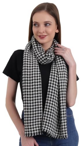 EH 100% Pure Cashmere scarf, stole Houndstooth, warm large buttery soft Pashmina