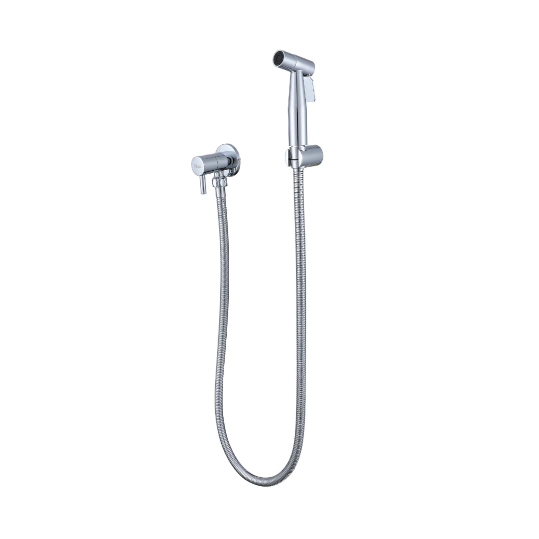 Douchette WC Murale Chromée – Jet Puissant et Précis avec Robinet Marche/Arrêt – Support Mural Inclus – Design Moderne et Durable – Hygiène et Propreté