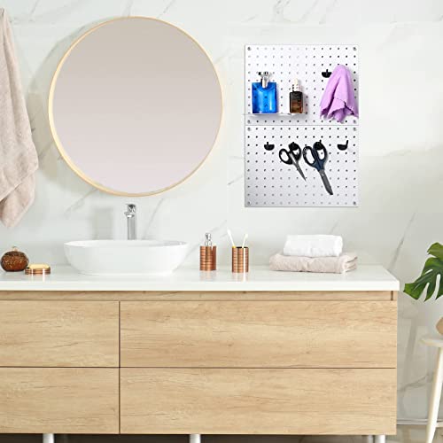 Coume 4Pcs Metal White Pegboard Wall Organizer Garage Pegboard Wall Control Panels Mounting Display Diy Pegboard Kit Wall Mount Pegboard Organizer Storage Craft Room Workbench Kitchen Office Workshop #TOP4