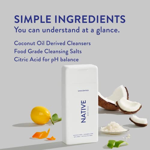 Native Body Wash Natural Body Wash For Women, Men | Sulfate Free, Paraben Free, Dye Free, With Naturally Derived Clean Ingredients Leaving Skin Soft And Hydrating, Unscented 18 Oz - 2 Pk #TOP2