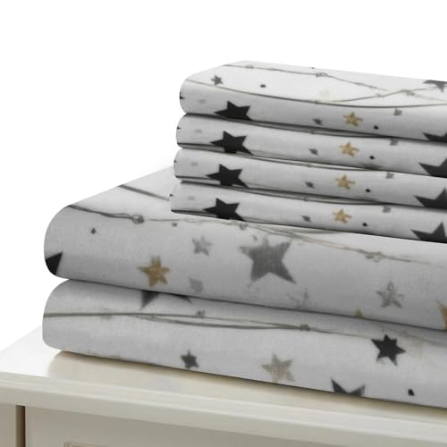 Drap de couette 3D imprimé étoiles en microfibre hypoallergénique 135x200