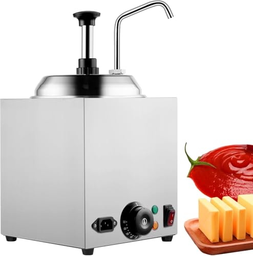 Image of Electric Cheese Dispenser with Pump 800W Cheese Sauce Hot Fudge Caramel Warmer with Pump Stainless Steel Cheese Dispenser 2.6 Quart