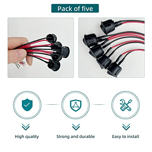 5Pcs On Off Round Rocker Switch Spst, 12 Volt Dc Mini Circle Toggle Switch, 6A/250V Ac 10A/125V Dc, 20Mm Mini Rocker Switch With Pre-Soldered Wires For Auto Car Marine Boat, Kcd1-X-Y #TOP5
