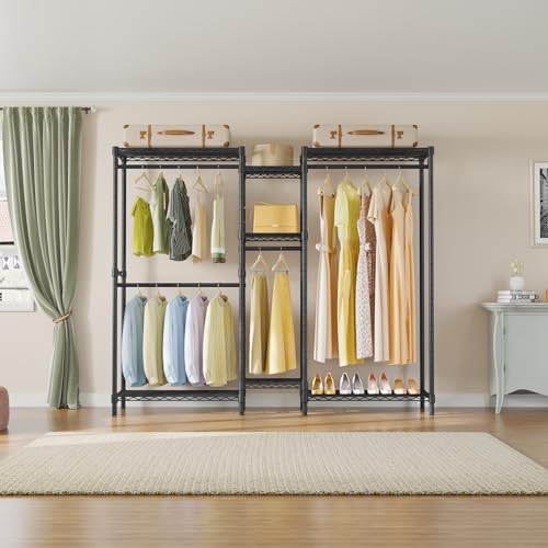 VIPEK Classic V6 Medium Wire Garment Rack Heavy Duty Clothes Rack for Hanging Clothes, Metal Freestanding Closet Wardrobe Racks 59.8" L x 14.6" W x 76.4" H, Max Load 750lbs, Black - Thumbnail 7