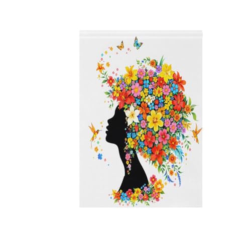 Drapeau de jardin fille afro-américaine en polyester pour décoration extérieure et maison