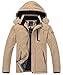 Produktbild donhobo Herren Winter Fleecejacke Warm Softshelljacke Atmungsaktiv Outdoor Skijacke Winddichte Wasserdicht Funktionsjacke Regenmantel mit Kapuze (Khaki,XL)