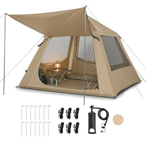 VINGLI Inflatable Camping Tent, All-Weather Inflatable Tents with Pump, Blow Up Tent for Camping...