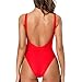 Dixperfect High Cut One Piece Swimsuit with Graphic Design for Women (XL, Bright RED-BAE Watch)