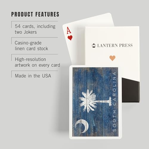 Baraja de cartas Poker tamaño estándar con bandera rústica de Carolina del Sur miniatura 3