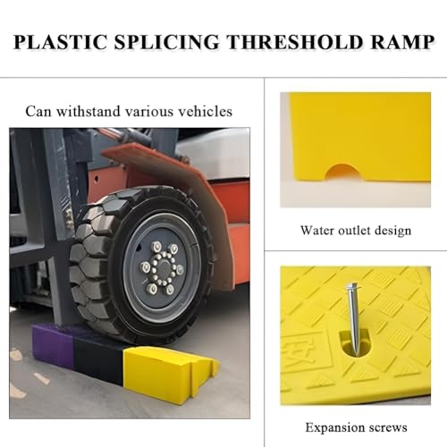 Rampas portátiles para bordillos, 2 unidades, altura de 7,4 pulgadas, para motocicletas, sillas de ruedas, bicicletas y cortadoras de césped (amarillo) miniatura 3