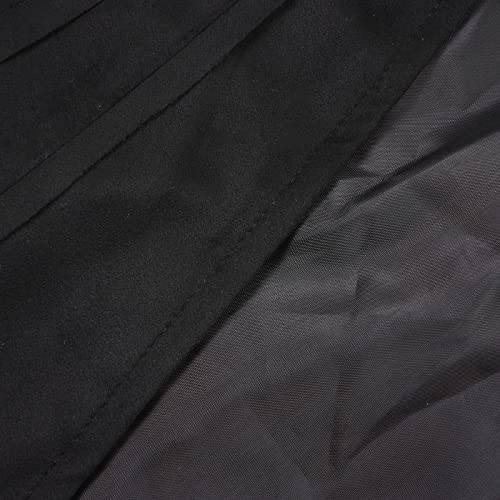 Women Front Fringe Trim Long Sleeve Drop Shoulder Trendy Tassel Coat Jacket Faux Suede Leather Cowboy Style Coat Lapel Tops Black #TOP7