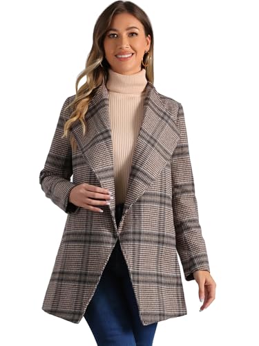 Manteau à carreaux femme Allegra K avec ceinture col châle et coupe asymétrique